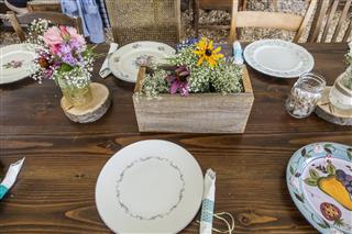 Barn Wedding Reception Table Settings