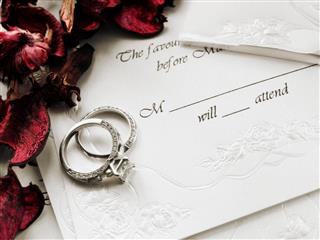 Wedding Invitation With Rose Petals