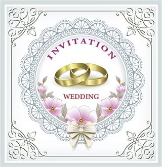 Wedding rings on invitation card