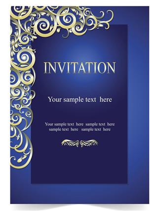 Blue Wedding Invitation Card