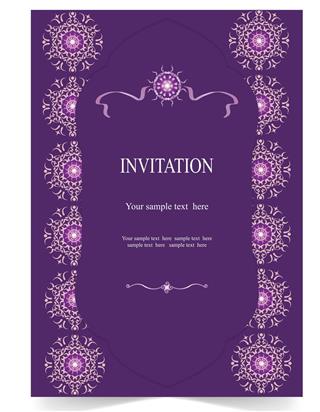 Wedding card with purple background
