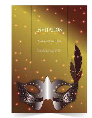 Wedding card with carnival mask