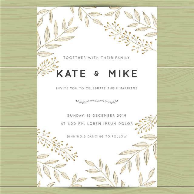 Wedding invitation card with flower