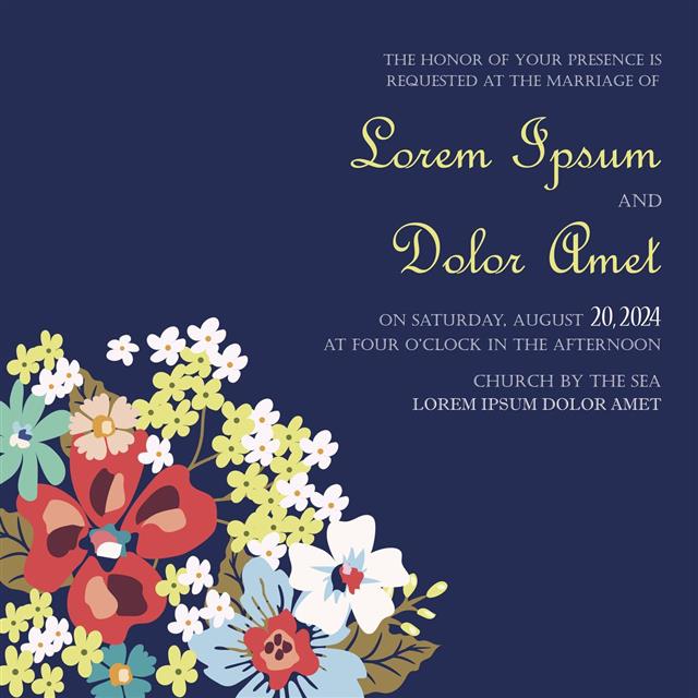 Floral Pattern Wedding Invitation Card