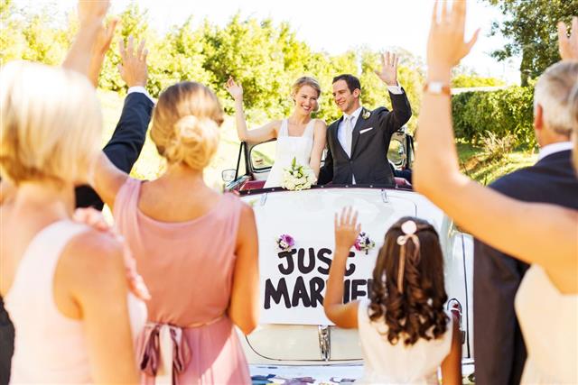 Bride and Groom In Car
