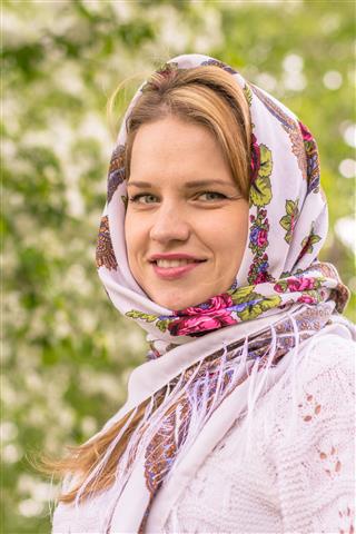 Beautiful Woman In A Headscarf