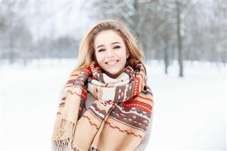 Young Beautiful Girl With Vintage Scarf
