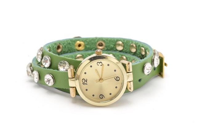 Wristwatch With A Green Strap