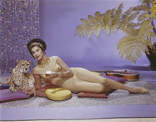 Woman Lying On Cushion With Leopard