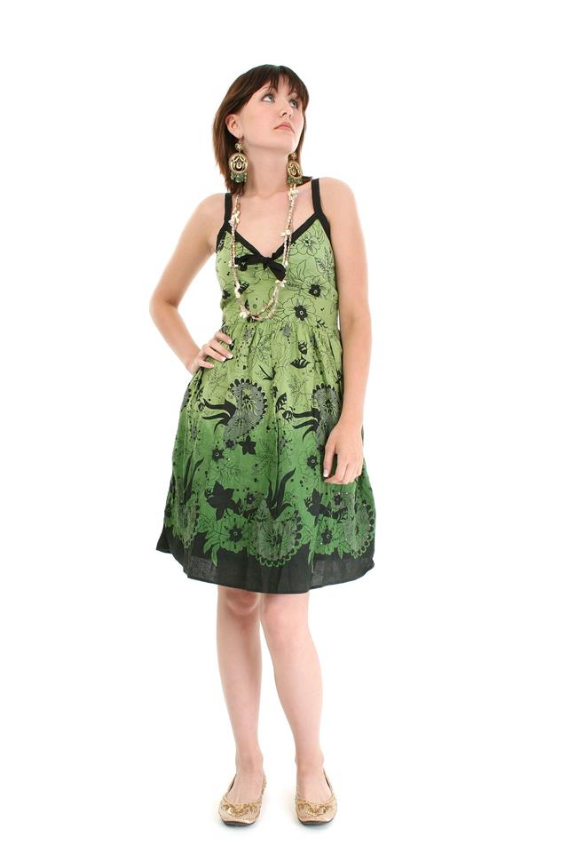 Woman In Green Summer Dress