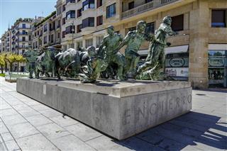 Statue Of Encierros In Pamplona Spain