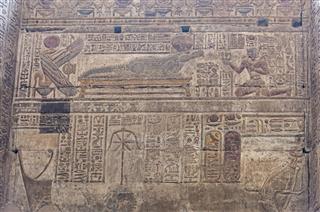 Hieroglyphic Carvings On Egyptian Temple Wall