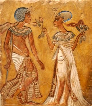 Egyptian Wall Painting Of Couple