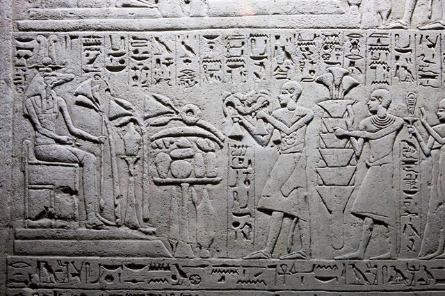 Relief And Hieroglyphs In Kom Ombo