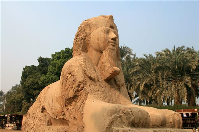Alabaster Sphinx In Memphis Egypt